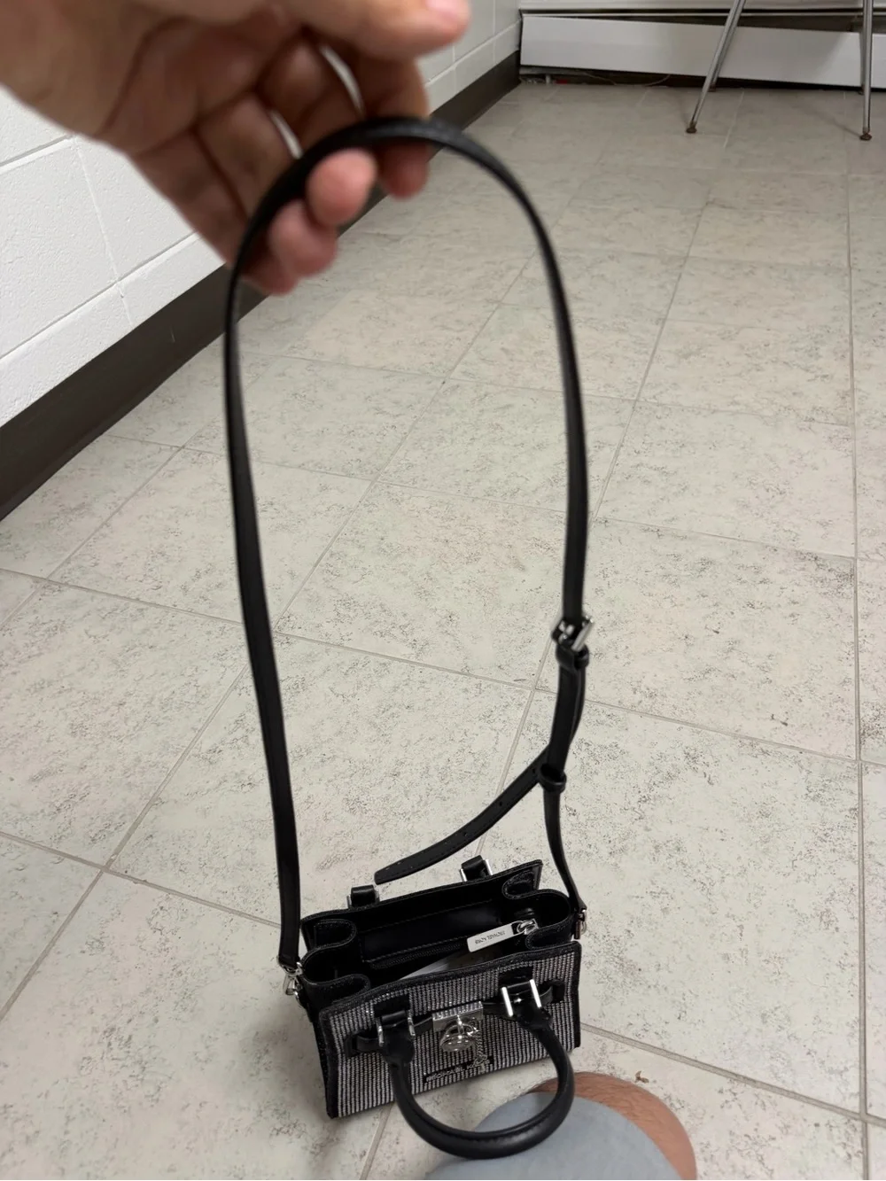 Michael Kors Black Satchel with Silver Crystal Embellishment Casual Party